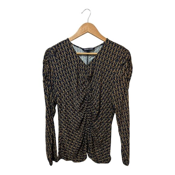 Veronica Beard Neeta Stirrup Print Ruched Long Sleeve Top Size Large - Picture 1 of 6